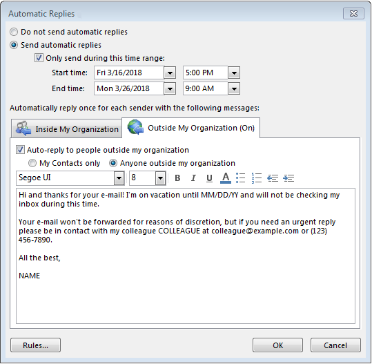 Here´s how to set up an out-of-office message in Outlook - IONOS