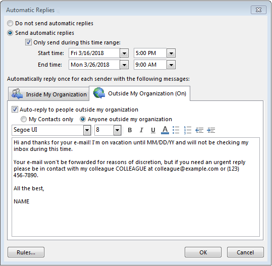 How To Set Up An Out of office Reply In Outlook IONOS