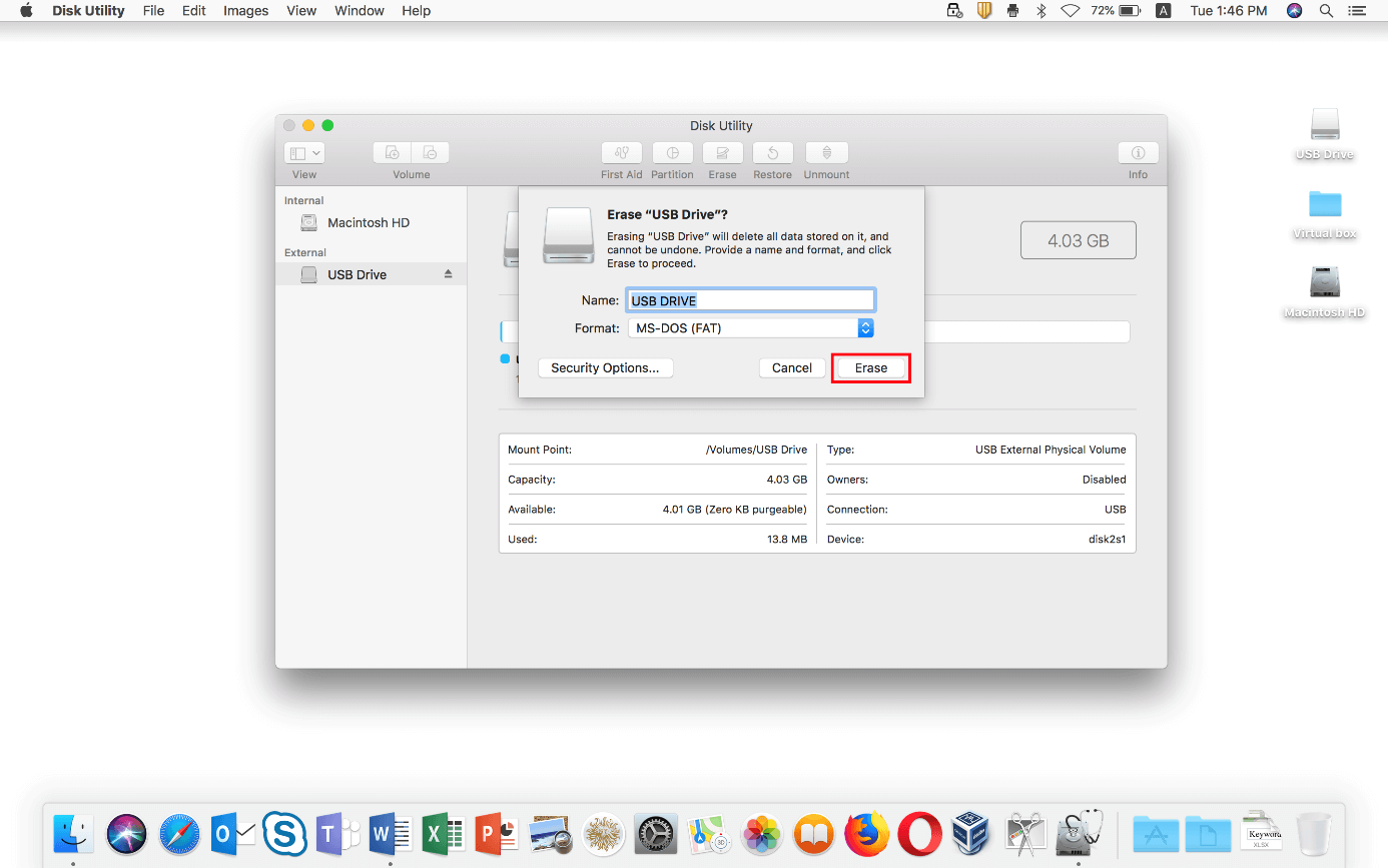 formatting a usb drive on a mac