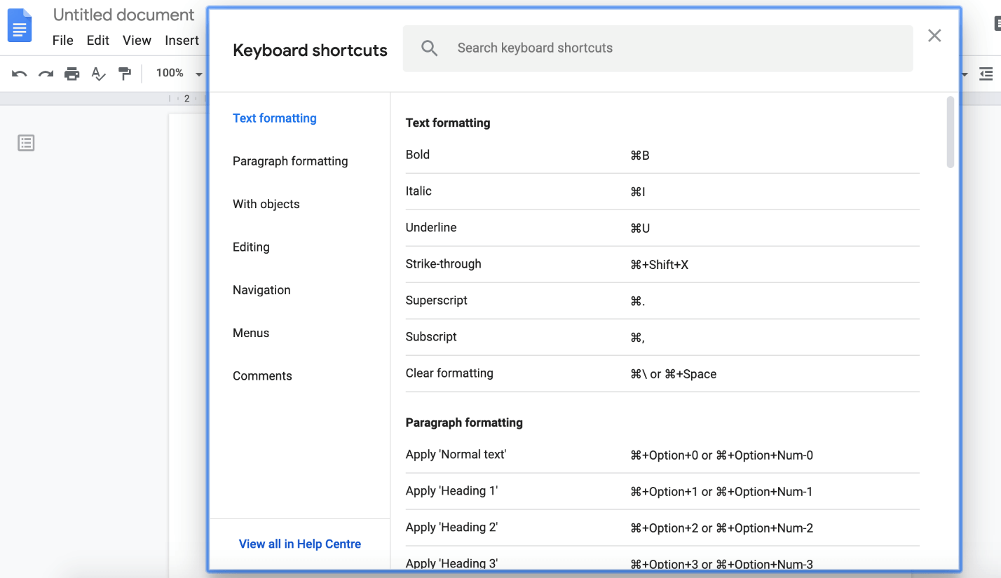 Google Docs Durchstreichen Shortcut