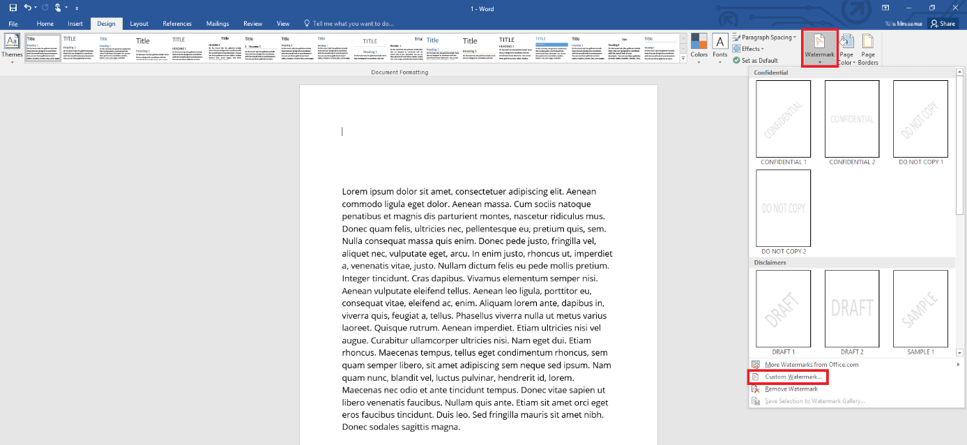 How To Insert A Watermark In Word IONOS