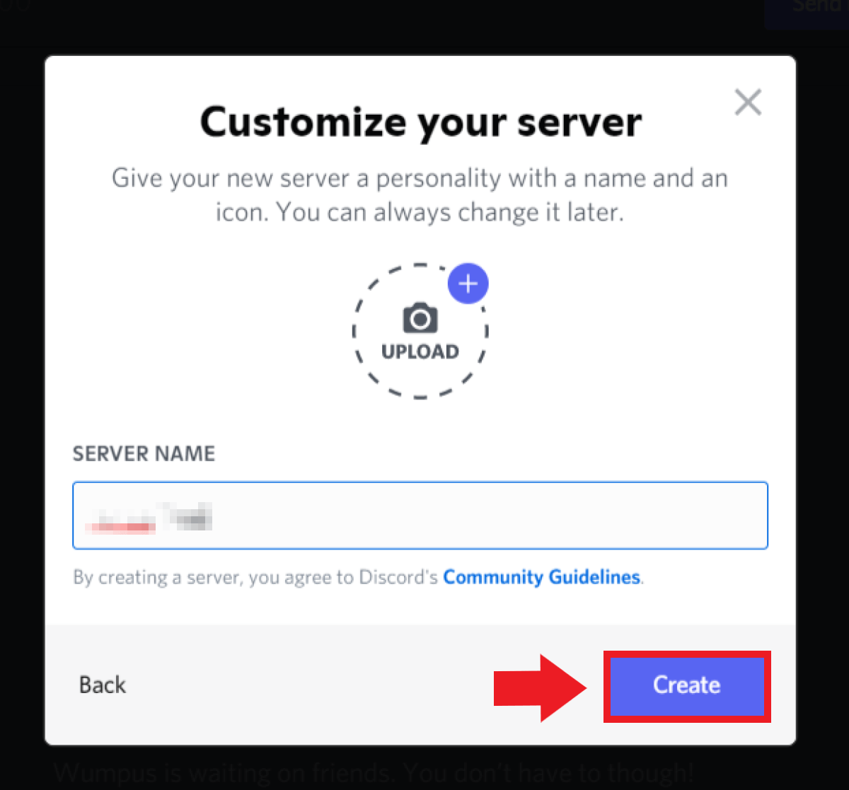  Create you account and create your server