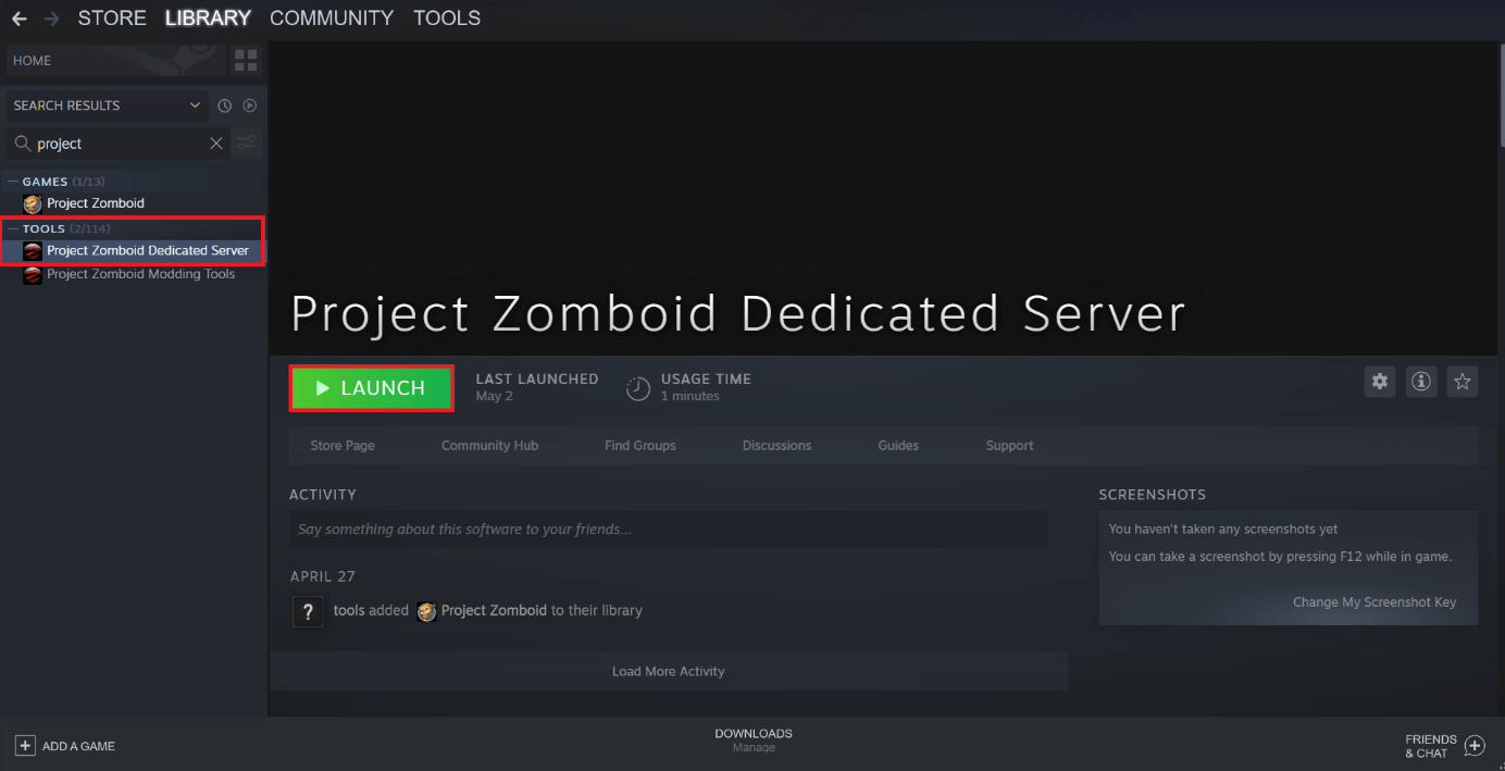 project zomboid server
