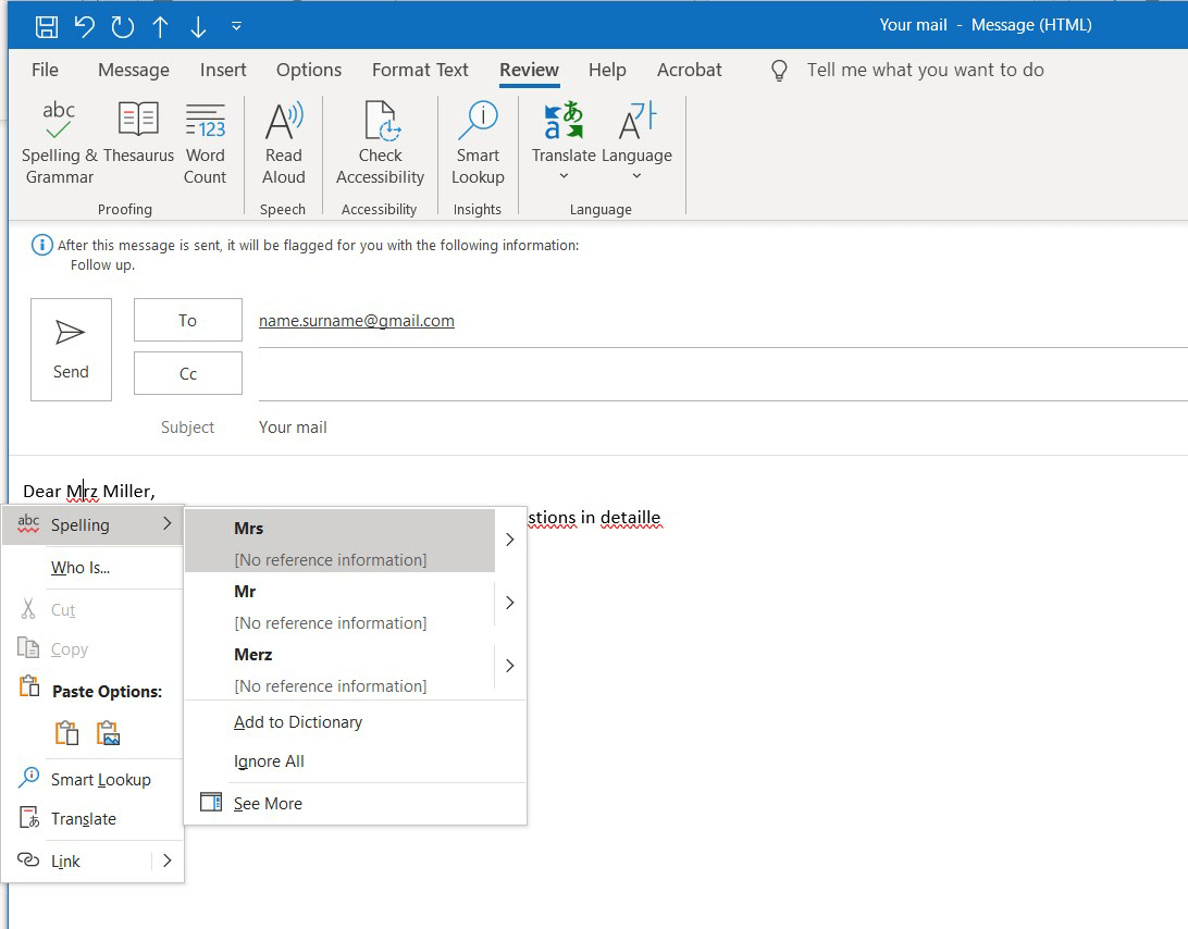 Check Outlook emails before sending them - Outgoing email checker