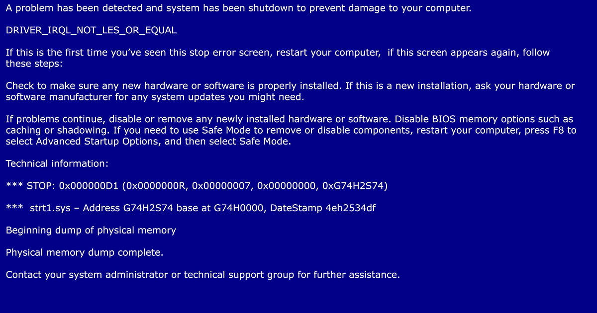 Windows blue (BSOD): How to fix blue screen of -
