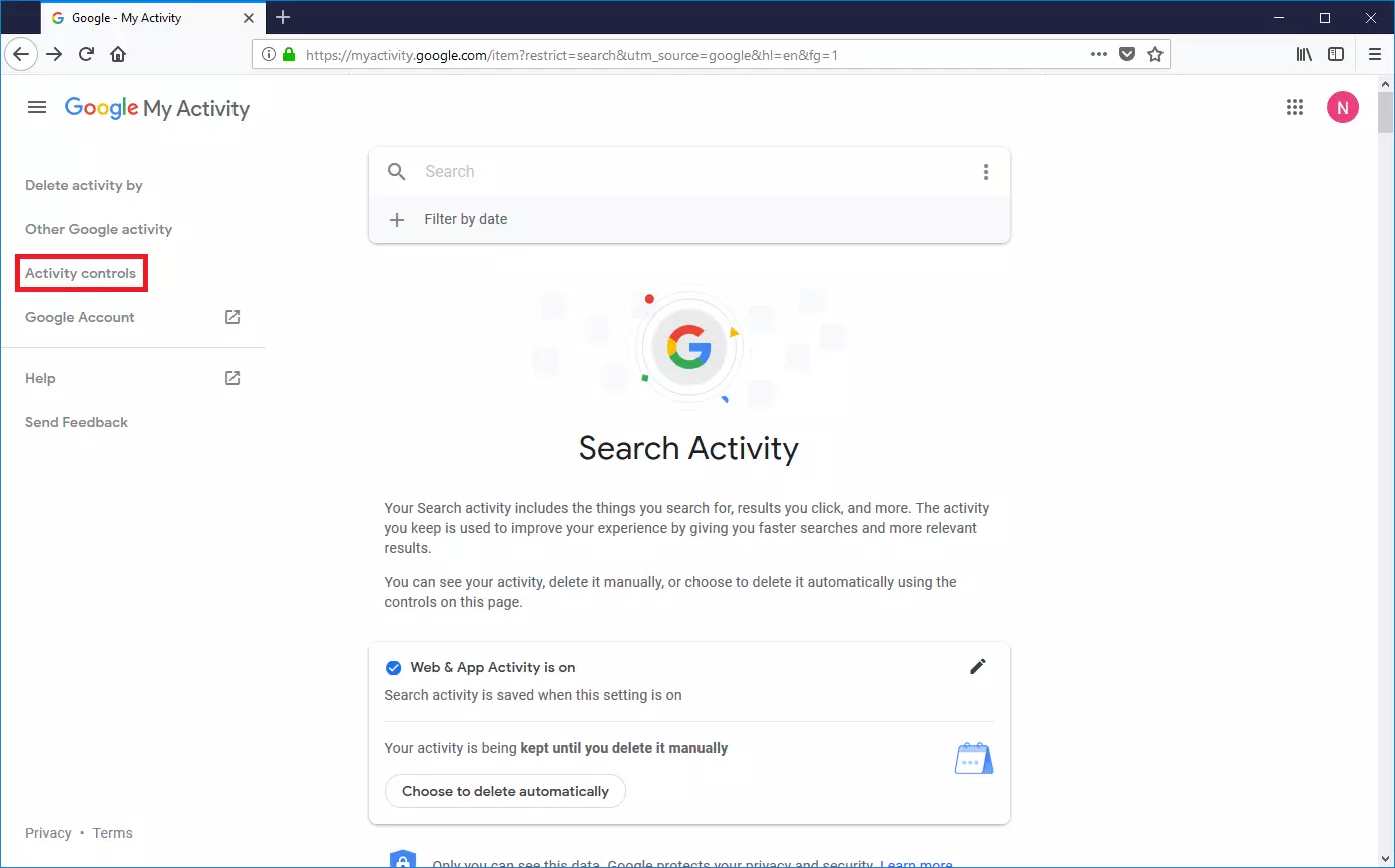 Google activity history