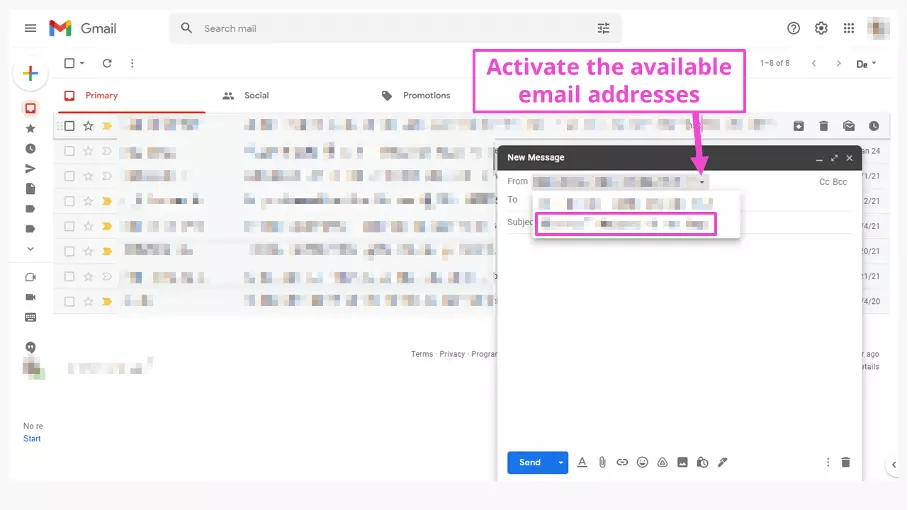 Screenshot of Gmail with your custom domain email address