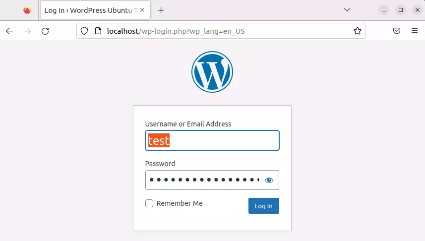 WordPress backend login page