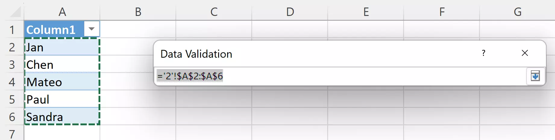 Selection function for inserting information in the drop-down list