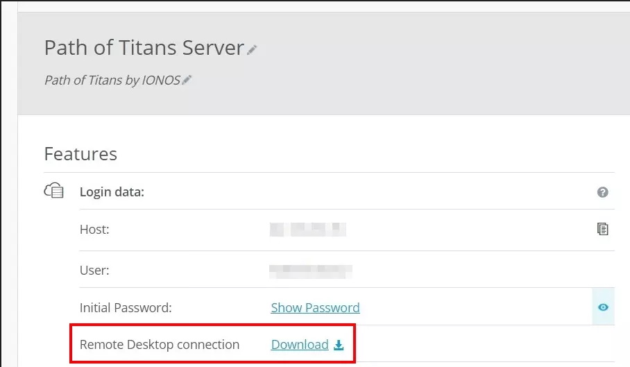 Setting up remote desktop connection via IONOS Cloud Panel