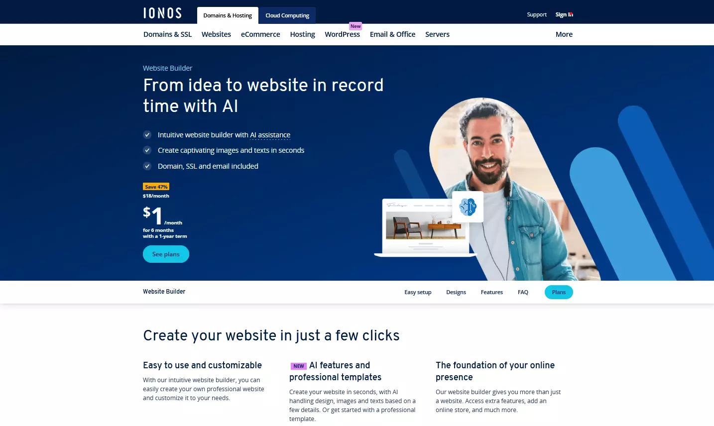 IONOS Website Builder landing page