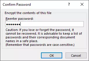 “Confirm password” dialog