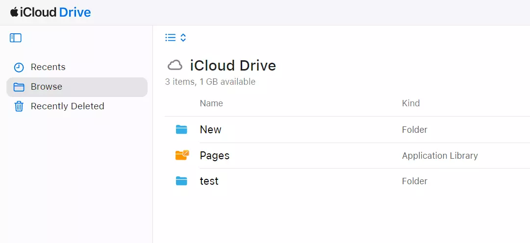 iCloud Drive user interface