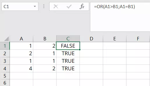 Excel OR function with multiple conditions