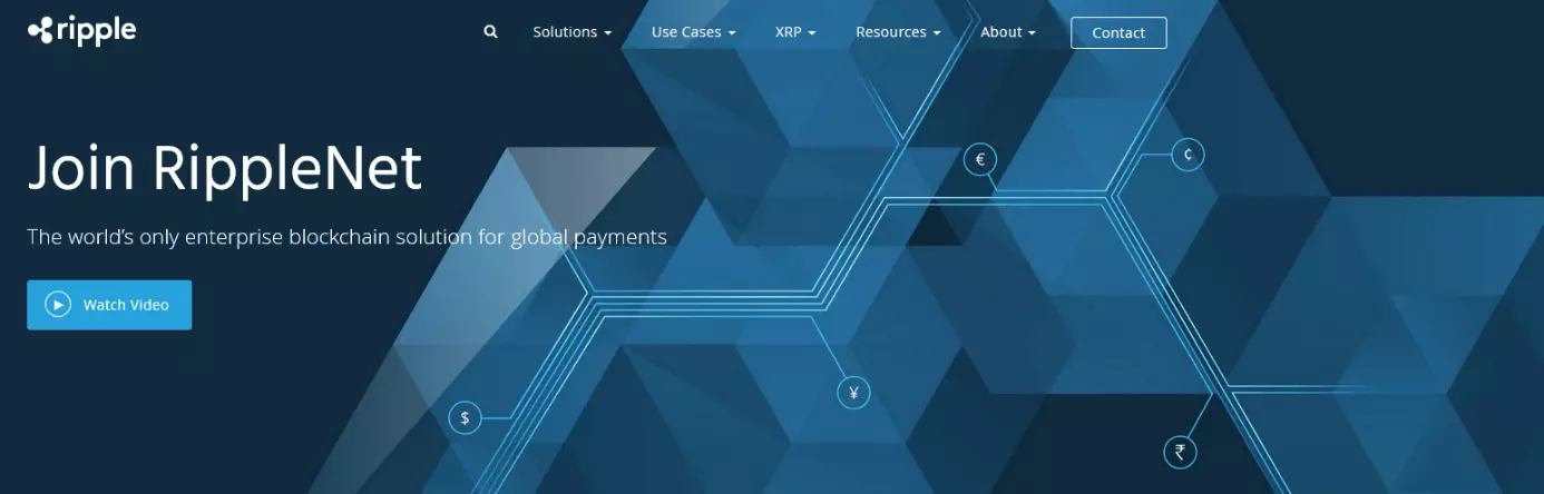 Screenshot of the Ripple Website