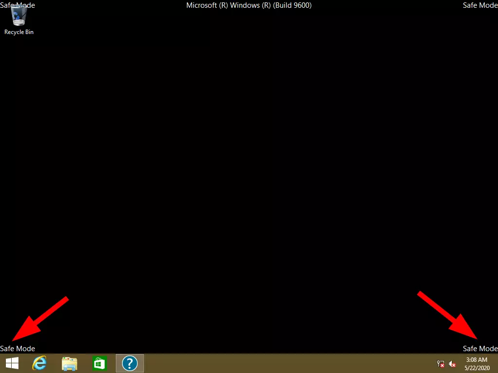 Desktop interface in Windows 8 safe mode