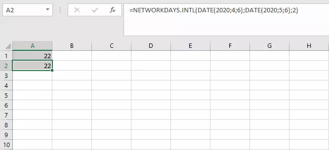 The advanced function NETWORKDAYS.INTL in Excel