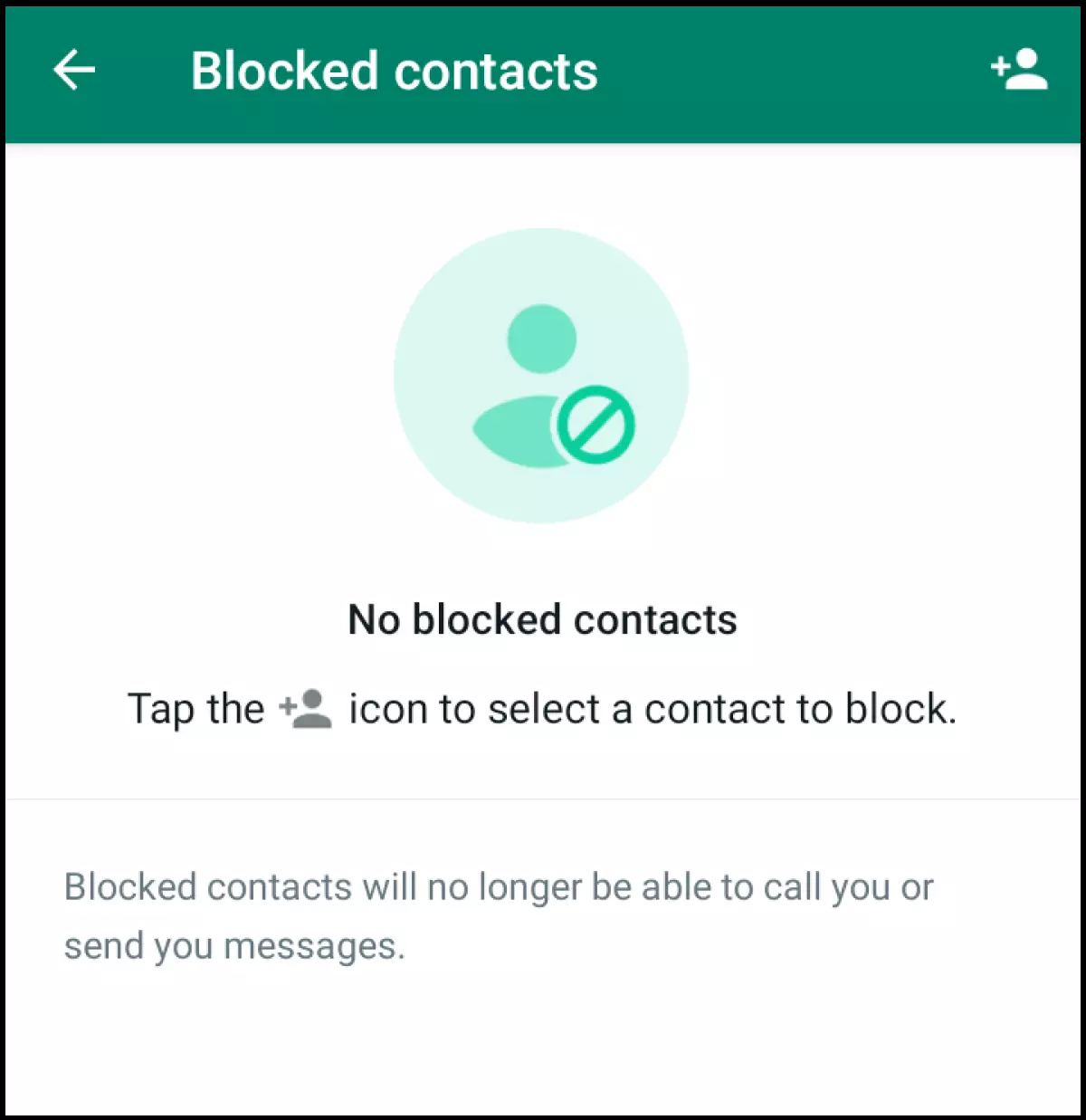 WhatsApp menu Blocked contacts