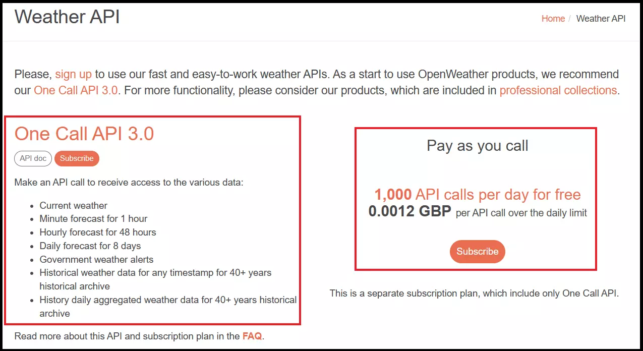 One Call API 3.0 und Pay as you call from OpenWeather