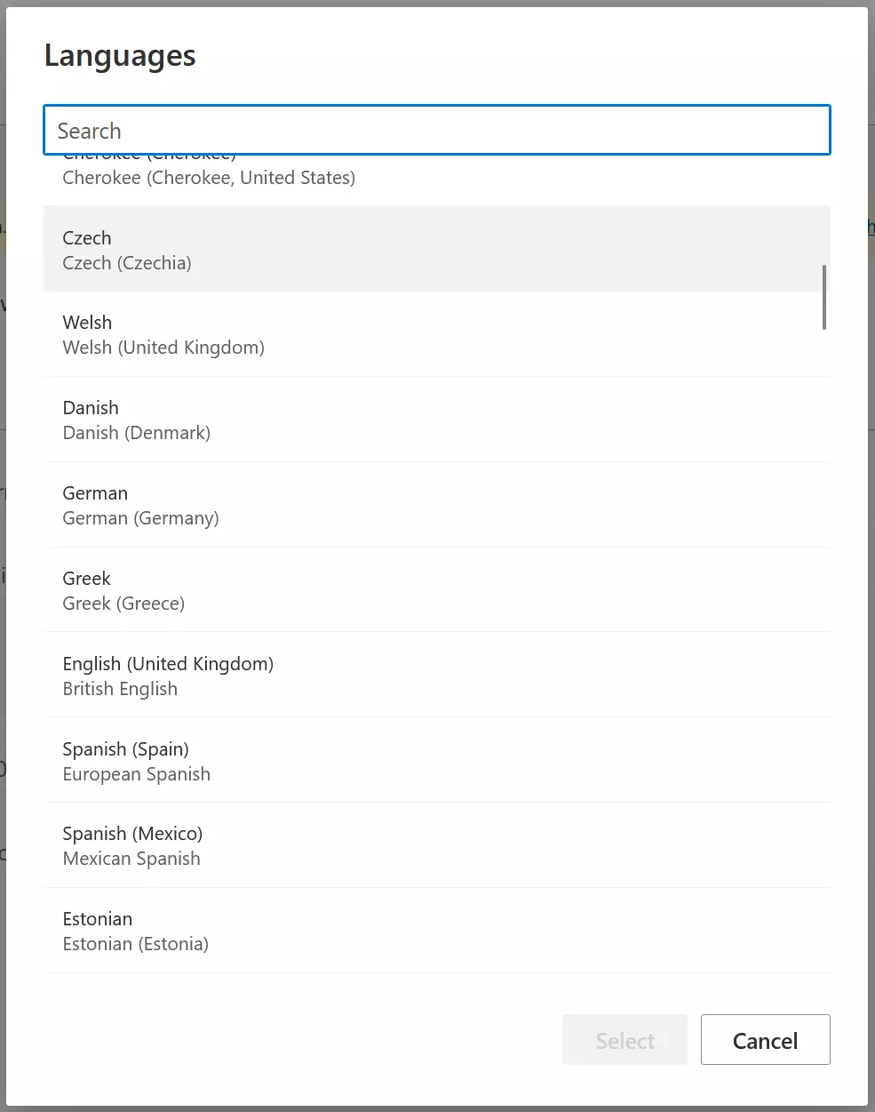 Selecting the display language in OneDrive