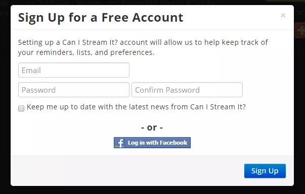 CanIStream.It login window