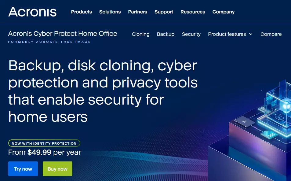 Acronis website screenshot