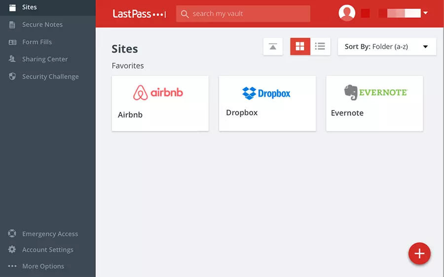 LastPass interface