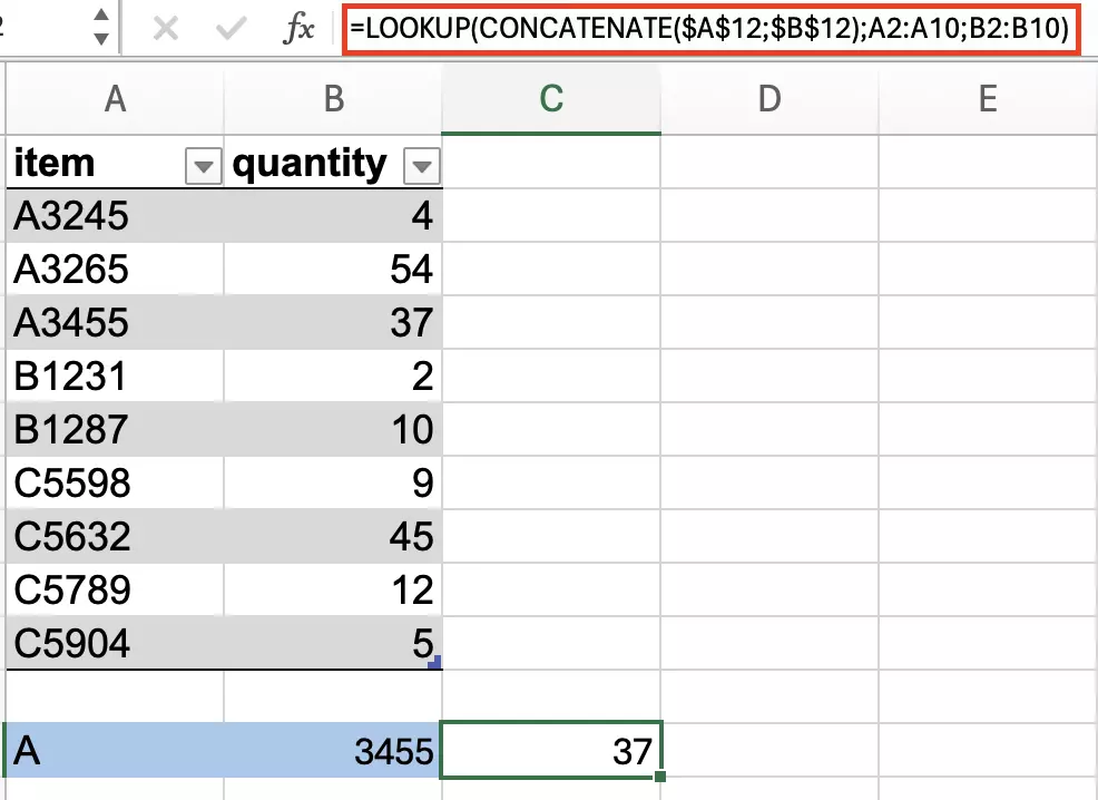 LOOKUP in Excel: Combining LOOKUP with CONCATENATE