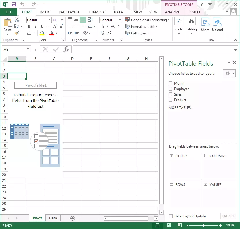 Empty pivot table in Excel