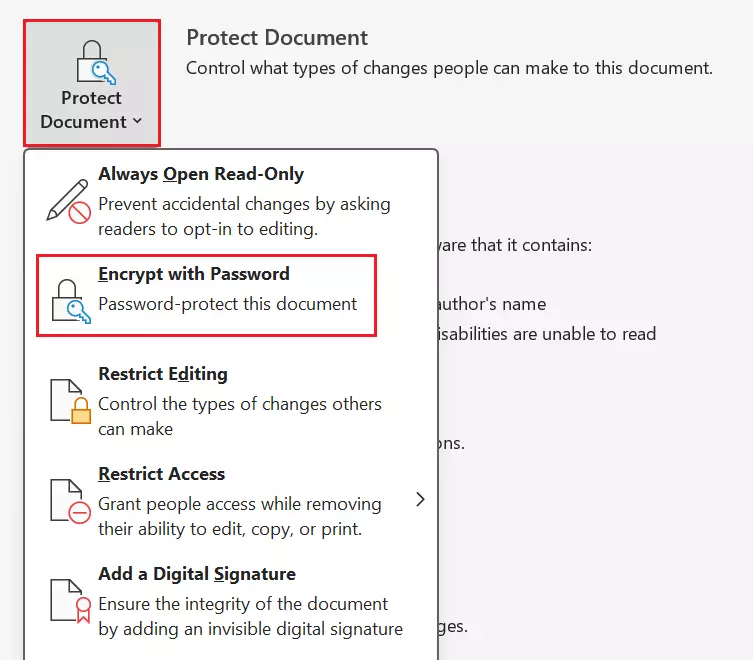 Word: Encrypt document with a password