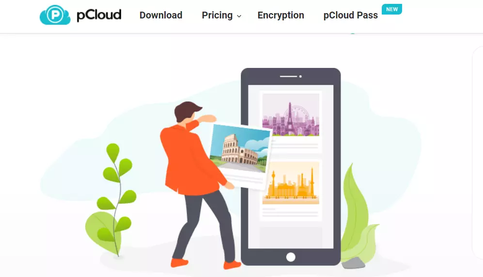 Website of the Swiss cloud storage provider pCloud