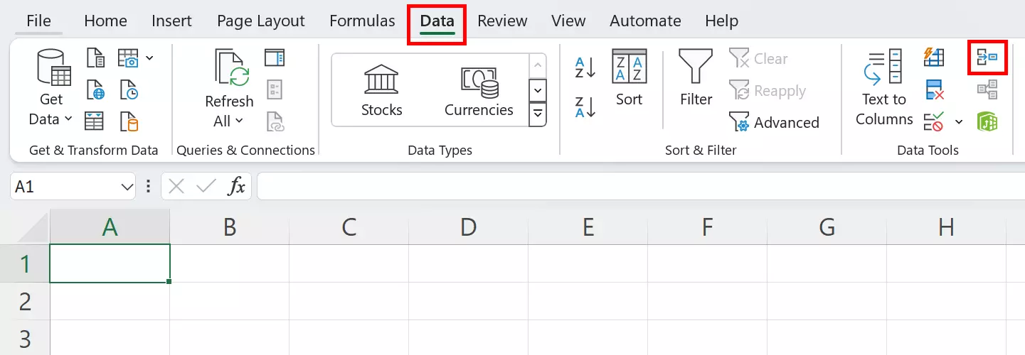 Go to “Data” in the ribbon and click on “Consolidate” in the Data Tools field