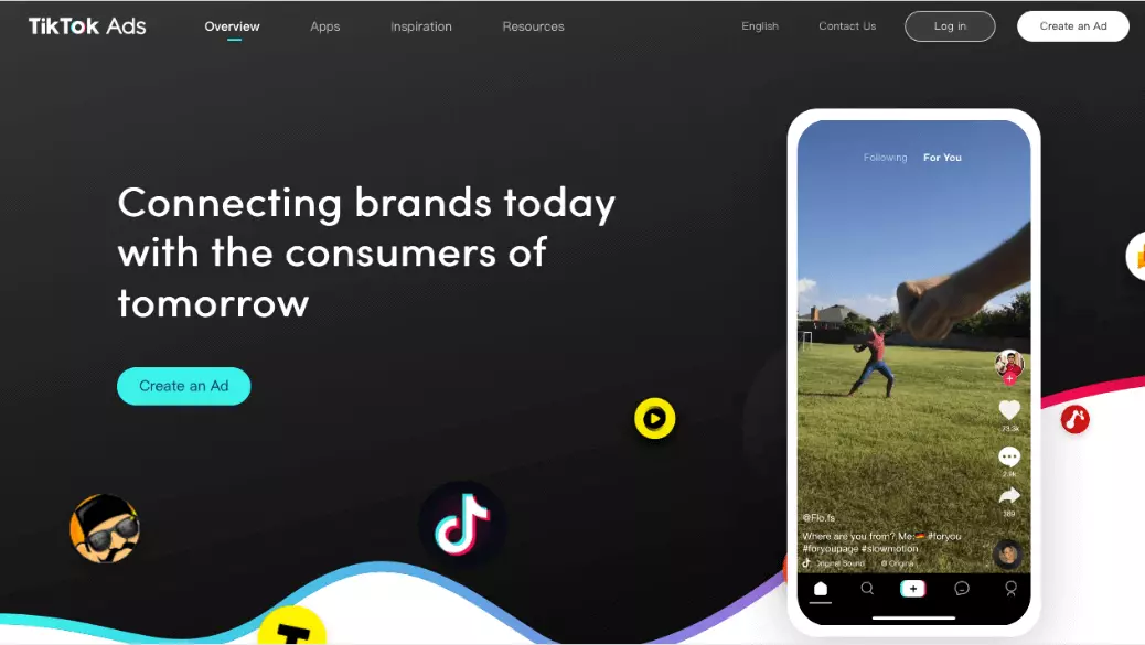 TikTok marketing: Webpage for TikTok ads