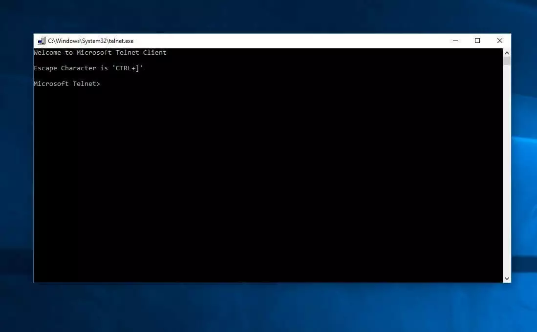 Microsoft Telnet client in Windows 10