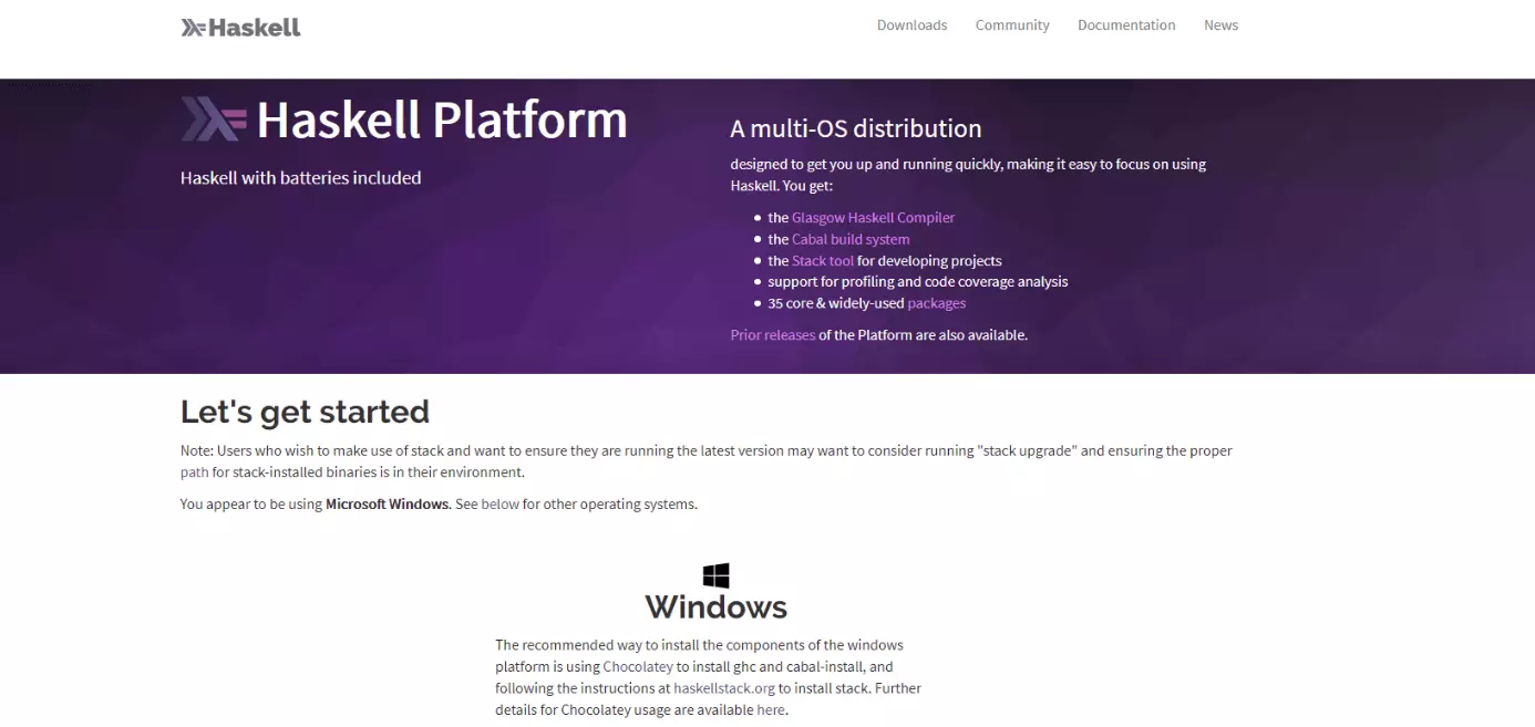 Haskell tutorial: installation files on the Haskell website 