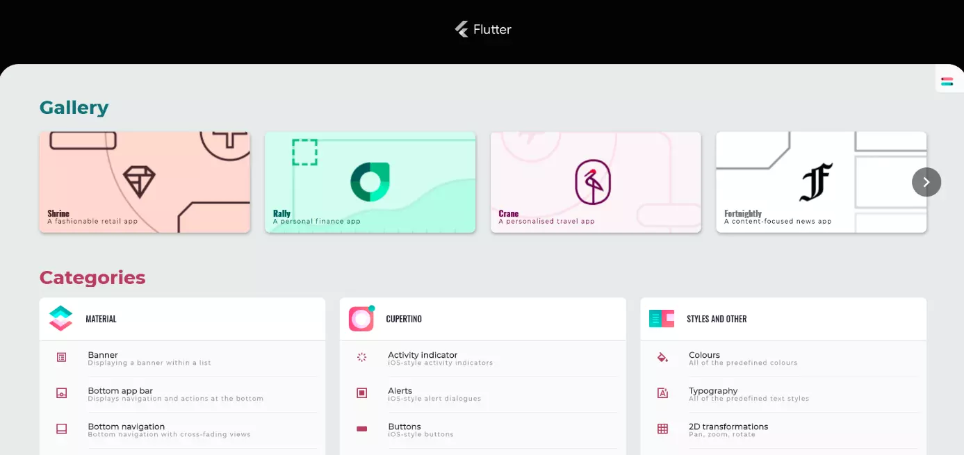 Flutter Gallery: Overview