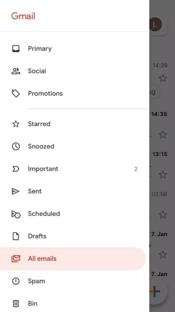 Gmail user interface in iPhone app