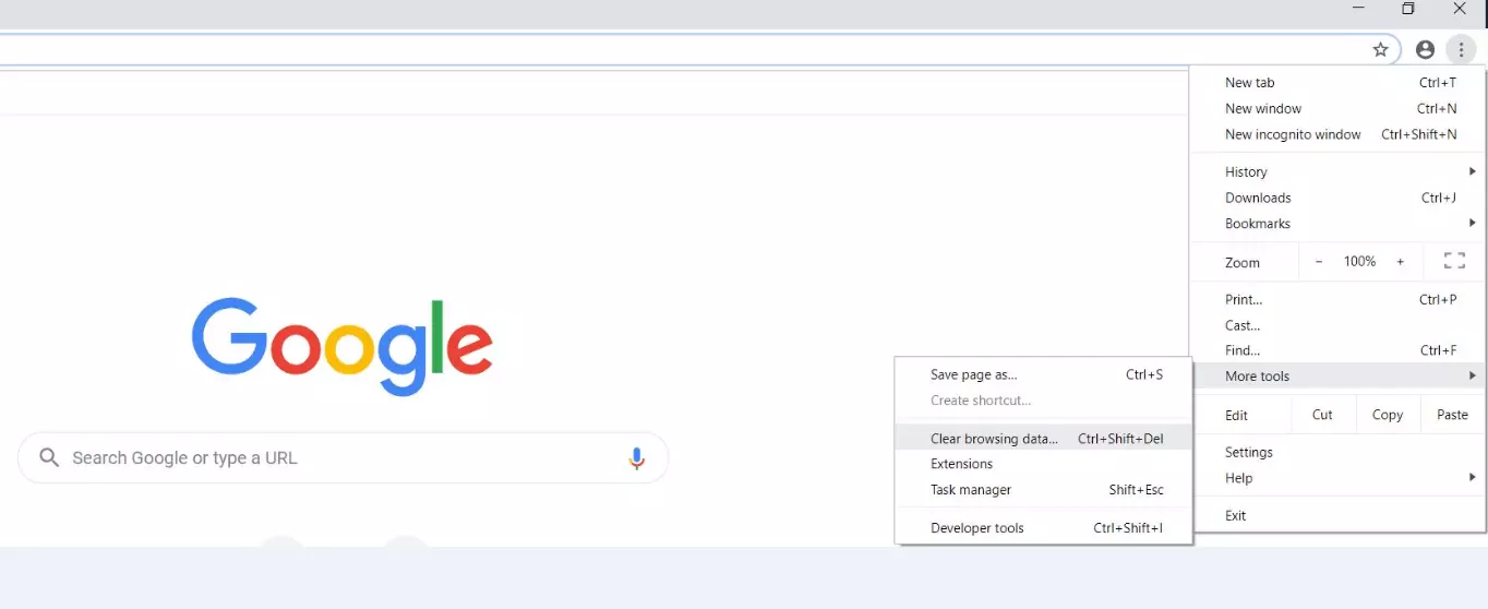 Google Chrome desktop: three-dot icon for the menu