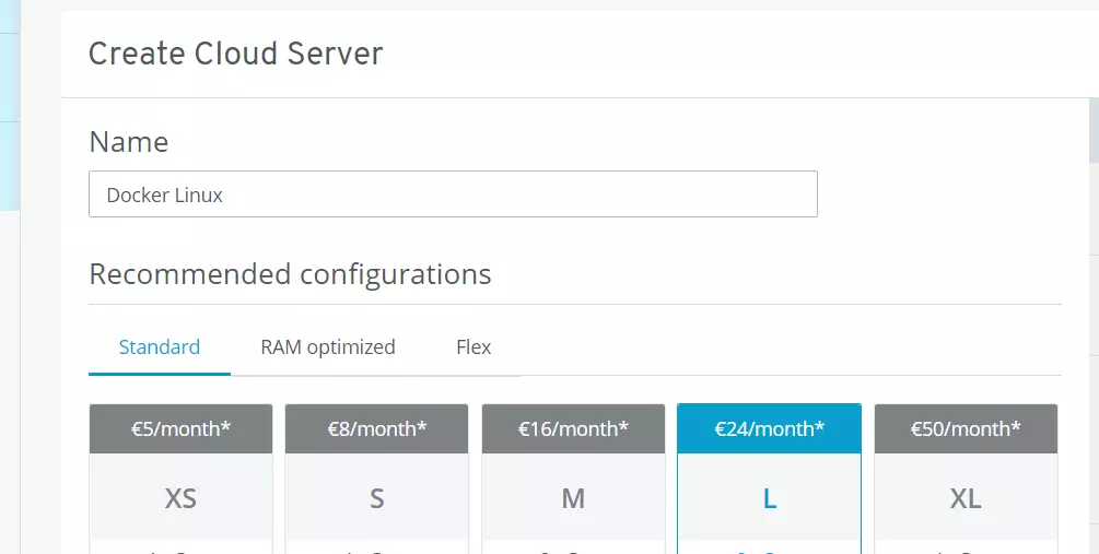 IONOS Cloud Panel: Different server plans