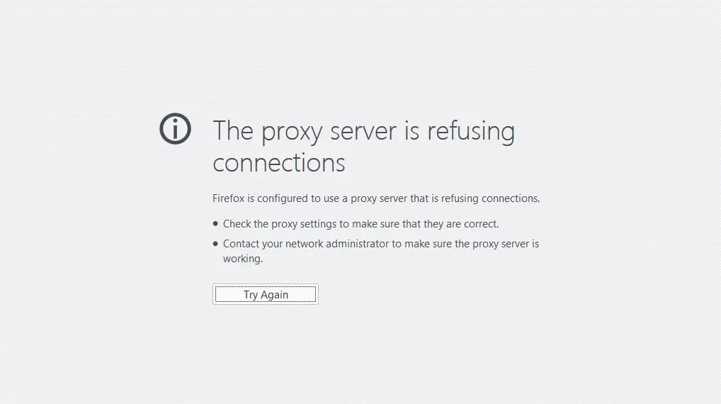 Proxy server is refusing connections