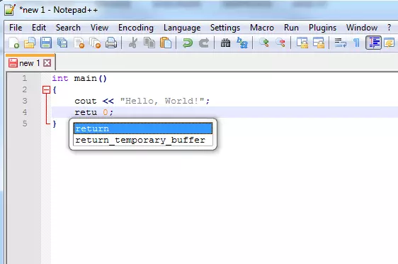 Screenshot of the text editor Notepad++