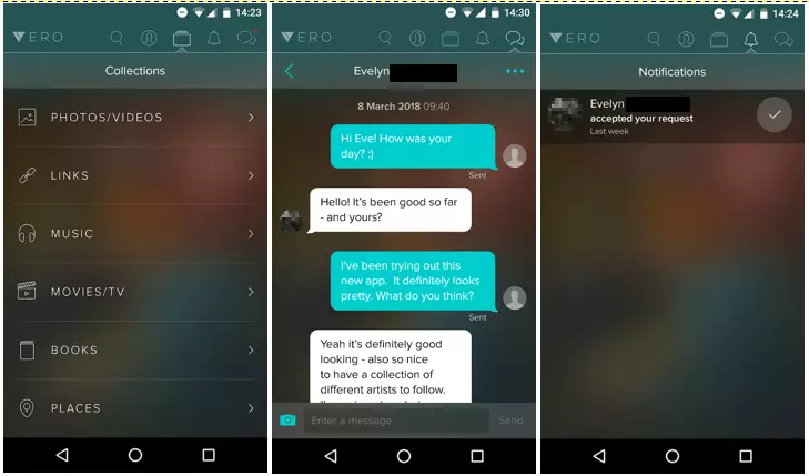 Vero user interface