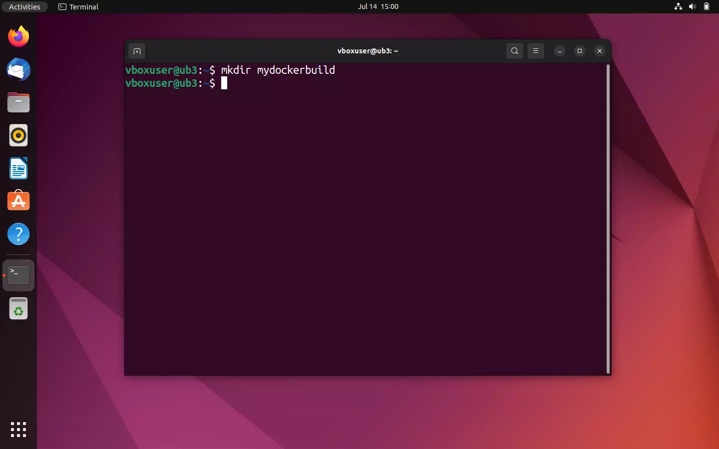 Ubuntu terminal: The command mkdir