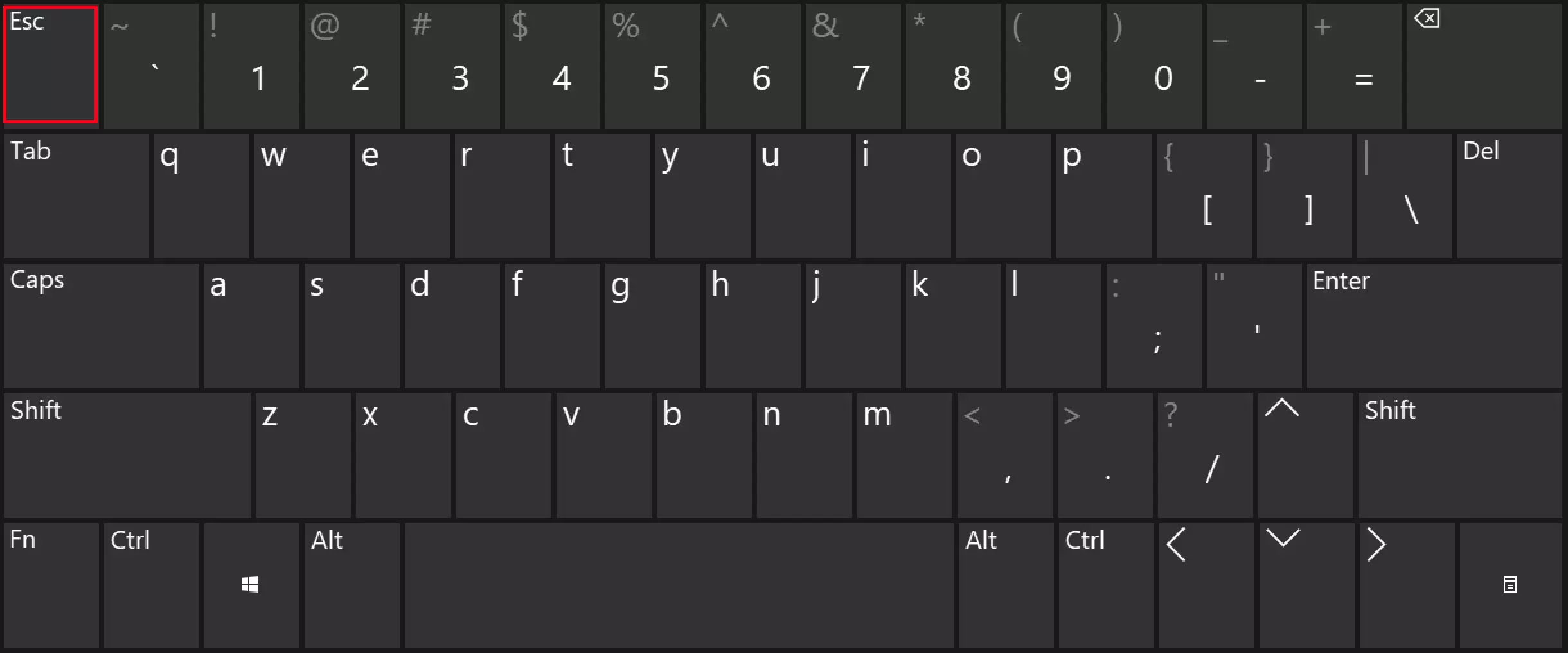 The Esc key on a standard Windows keyboard