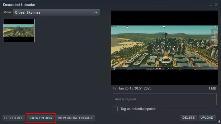 Screenshot uploader in Steam: Accessing your own screenshots