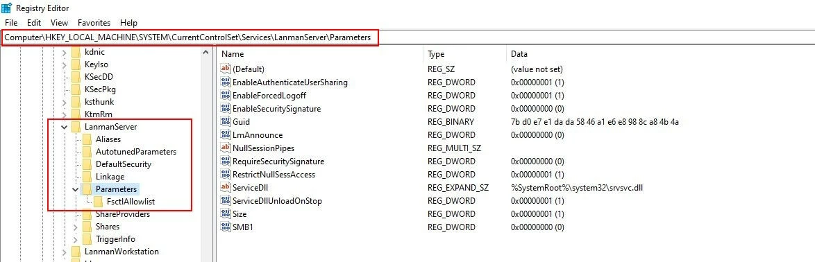 Registry Editor in Windows 10