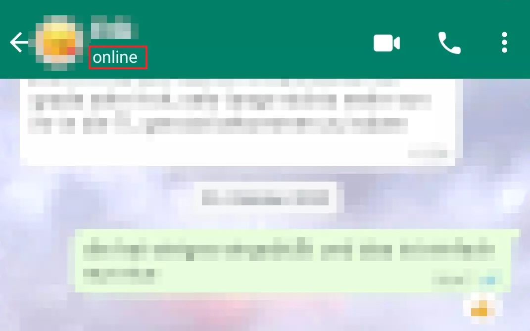 A screenshot of an online status in WhatsApp