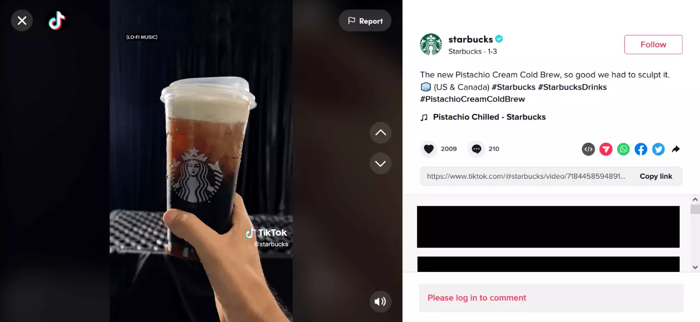 A screenshot of a TikTok post from Starbucks.