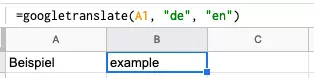 Google Translate formula with translation by cell reference