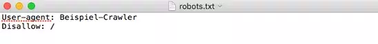 Screenshot of a robots.txt file that excludes a specific crawler